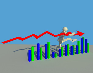 Index, data support 3D illustration. Business advance diagram.