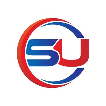 su logo vector modern initial swoosh circle blue and red