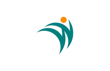 w letter swoosh man logo