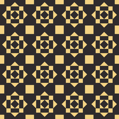Seamless antique palette black and gold floor tile abstract geo pattern vector