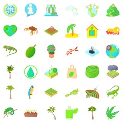 Leaf icons set, cartoon style