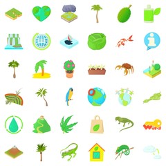 Recycling icons set, cartoon style