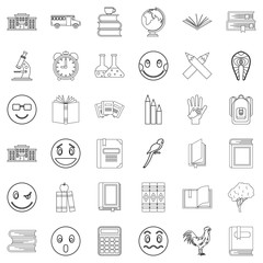 Education icons set, outline style