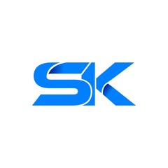 sk logo initial logo vector modern blue fold style