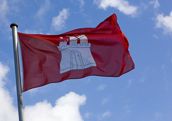 Fototapeta na wymiar Flag of Hamburg, Germany, Europe