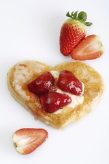 Filo pastry with blancmange and strawberries