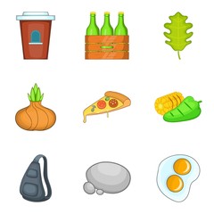 Youth holiday icons set, cartoon style