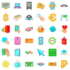 Electronic commerce icons set, cartoon style