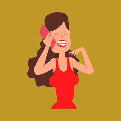 Successful young girl character talking his cell phone vector illustration