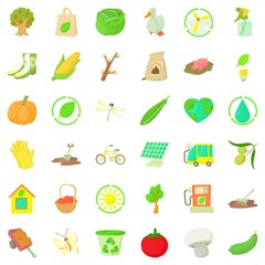 Material icons set, cartoon style