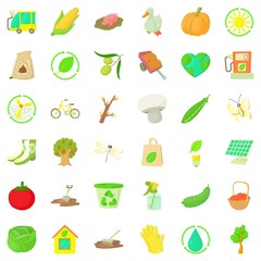 Market garden icons set, cartoon style