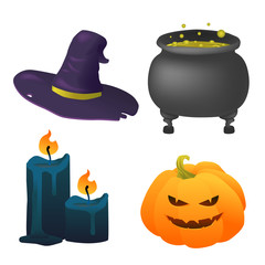 Set of doodle elements for Halloween. Holidays design