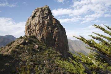 Roque Cano near Vallehermoso, La Gomera, Canary Islands, Spain, Europe