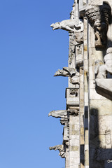 Gargoyles at southern facade St Peter cathedral, Regensburg, Upper Palatinate, Bavaria, Germany, Europe