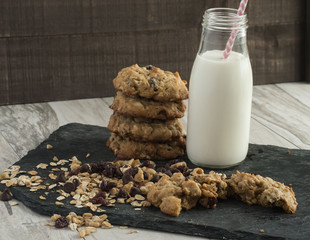 Homemade cookies with chocolate chips and walnuts