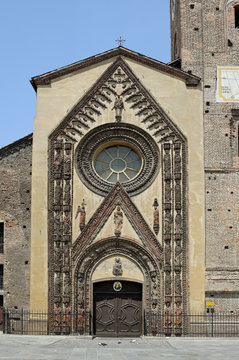 Chivasso at the Po Province Turin Piedmont Italy cathedrale S. maria Assunta gothic portal
