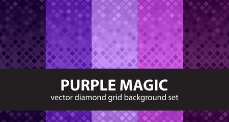 Diamond pattern set Purple Magic. Vector seamless backgrounds