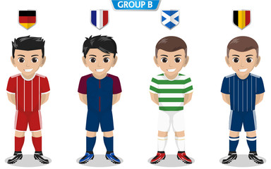 Vector Character of Football / Soccer Team for European Championship Group B