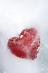 Heart frozen in a block of ice