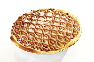 Gitterapfelkuchen or Grid Apple Pie covered with decorative coarse sugar