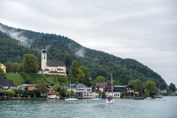 Fototapeta premium View of Attersee from Lake Attersee