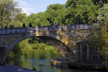 Fototapeta na wymiar Danube, Stone Bridge, Regensburg, Upper Palatinate, Bavaria, Germany, Europe