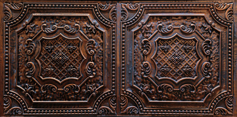 great stunning closeup view of interior ceiling decorative dark brown tiles