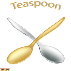 Teaspoon close-up. Teaspoon isolated on white background.  Vector illustration.