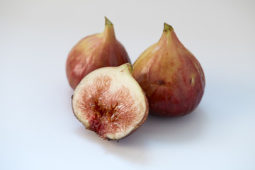 sliced fresh figs on white Background