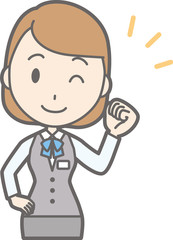Illustration women clothes in a uniform wearing a wink