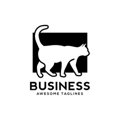 white cat with black background logo , Cat vector logo design vector,Cat vector logo design. Pet shop, veterinary clinic logo.