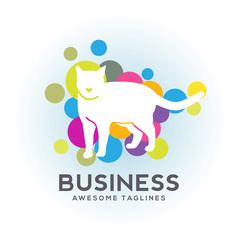 white cat bubble color logo , Cat vector logo design vector,Cat vector logo design. Pet shop, veterinary clinic logo.