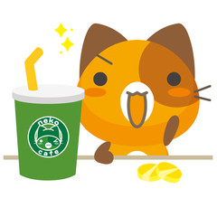 ネコとーく。三毛猫+グルメ