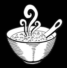 Simple hand drawn doodle of a bowl of soup