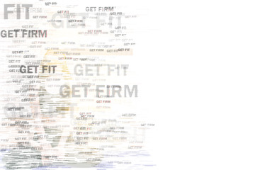 Naklejka premium Beautiful young fit asian woman doing yoga. Mixed media.