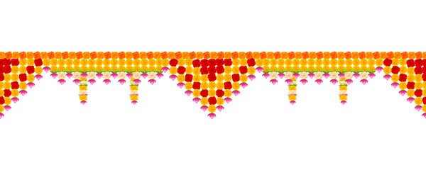 Flower garland decoration toran for Happy Diwali Holiday background