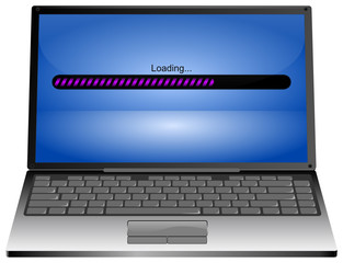 Laptop computer with Loading bar - 3D illustration