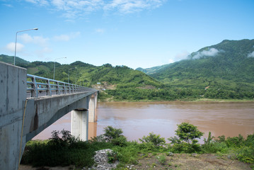 Thaduea Pakhong bridge of Mekong River Laos