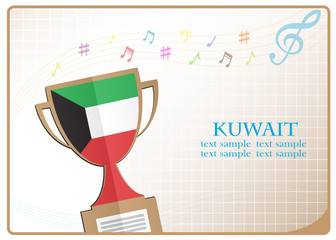 Trophy cup logo made from the flag of Kuwait