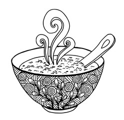 hand drawn doodle of a bowl of soup