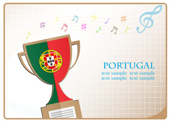 Trophy cup logo made from the flag of Portugal