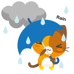 ネコとーく。三毛猫+天気予報 雨