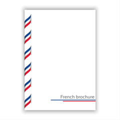 White brochure with ribbon in French tricolor, vector illustration