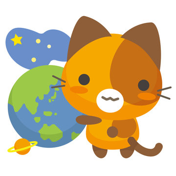 ネコとーく。三毛猫+地球