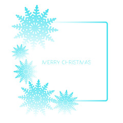 Square frame with snowflakes isolated on white background. Vector illustration