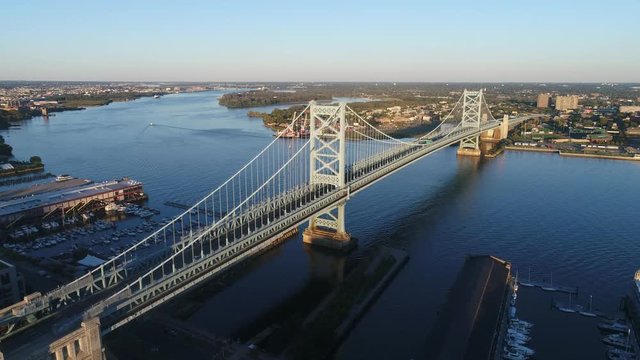 Aerial View of Ben Franklin Bridge Philadelphia 