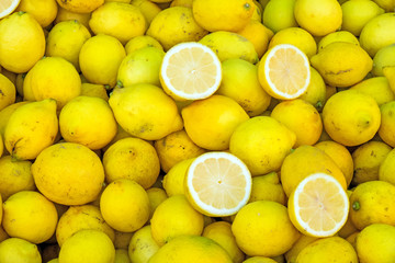 Fresh lemons for sale at a market in Valparaiso, Chile