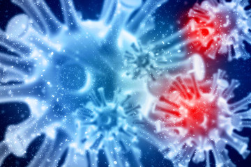 3d rendering Virus bacteria cells background