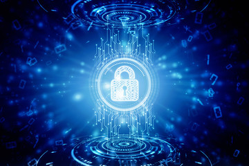 2d illustration Safety concept: Closed Padlock on digital background