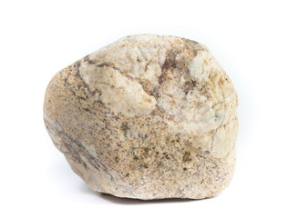 Single natural stone on white background, close-up